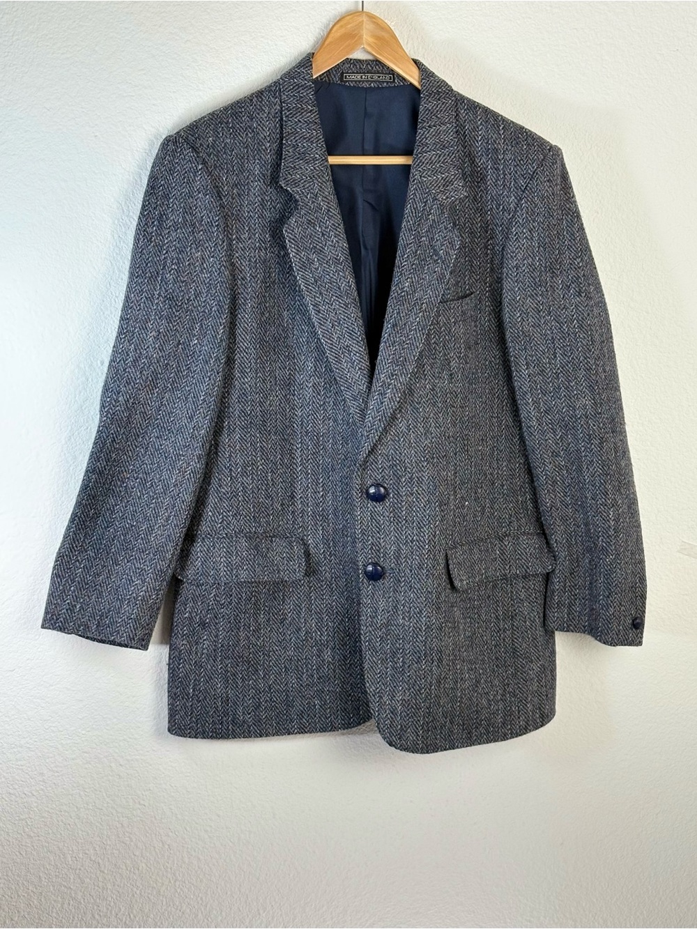 Men’s Harris Tweed Men’s Gray Herringbone Wool Sport Coat Blazer